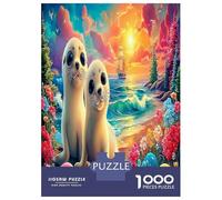 Seal Pup Playa 1000 Piezas Dos Sellos en la Escena del océano soñado Rompecabezas Desafiantes Impossible Puzzle Juguetes Juego De Habilidad para Adultos Regalos 70x50cm/1000pcs