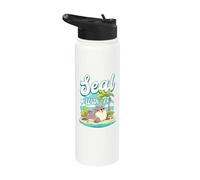 Seal With It Juego de palabras divertido de dibujos animados Ocean Animal Lover Seal Fan Stainless Steel Insulated Water Bottle