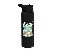 Seal With It Juego de palabras divertido de dibujos animados Ocean Animal Lover Seal Fan Stainless Steel Insulated Water Bottle