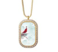 Sealed With A Kiss - Collar con colgante de acuarela china con diamantes de cristal dorado