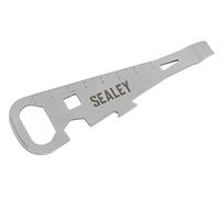 Sealey Abrelatas de pintura 7 en 1, multiherramienta, abrelatas, abrebotellas, regla, extractor de uñas, llave de tuerca de 8 mm, llave hexagonal de 13 mm, destornillador - CO71