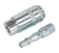 Sealey Herramienta Neumática Acoplamiento Kit 2pc 0.6cmBSP Femenino Y Macho AC61