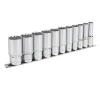 Sealey ak2673 Socket Set 11pc 3/8 "llave de carraca 12pt de profundidad WallDrive® Imperial
