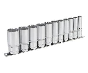 Sealey ak2673 Socket Set 11pc 3/8 "llave de carraca 12pt de profundidad WallDrive® Imperial