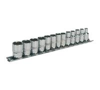 Sealey AK2680 Enchufe Set 13pc 0.6cmsq Drive 12pt Walldrive Métrico