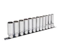 Sealey AK2744 Enchufe Set 12pc 1cmSq Muesca Profunda Atornillables™ 6pt Métrico