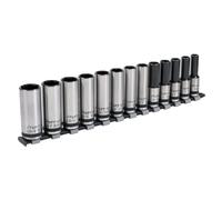 Sealey AK2745B Juego de Vasos Largos Carraca Deep Lock-On™ de 13 piezas de 12 ''Sq Drive - Serie Negra