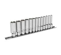 Sealey AK2747 Profundo Atornillables Enchufe Set, 1/4" Entrada Cuadrada, 6PT Métrico, 13 Piezas