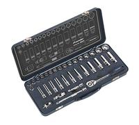 Sealey ak27481 de llaves de vaso 34pc ™ 6pt Métricas de bloqueo de llave de carraca de 3/8 "