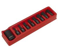 Sealey AK5611 Impacto Eje Nervado Y Soporte, 1/2" Entrada Cuadrada, Negro, 9 Piezas