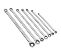 Sealey AK6319 Doble Anillo Trinquete / Fijo Llave Set 7pc Extralarga Métrico
