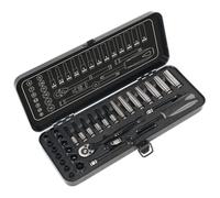 Sealey AK7970 Enchufe Set 32pc 0.6cmSq Drive 6pt Walldrive Métrico Black Series