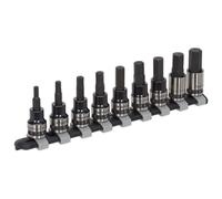 Sealey AK7986 Hexagonal Llave Set Vaso 9pc 1cm Cuadrado Unidad Métrica Negro