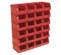Sealey Almacenaje de Plástico Papelera 150 x 240 x 130mm - Rojo Paquete 24
