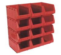 Sealey Almacenaje de Plástico Papelera 210 x 355 x 165mm - Rojo Paquete 12