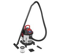Sealey Aspiradora Húmedo y Seco 20L 1200W/230V Inoxidable Tambor PC195SD