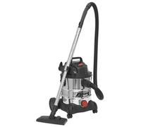 Sealey Aspiradora Industrial Húmedo y Seco 20L 1250W/230V Inoxidable Tambor