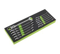 Sealey Cabeza Flexible Trinquete Juego de Llaves Combinadas 12pc Métrico S0635