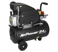 Sealey Compresor de aire de accionamiento directo, 24L, 2 hp, 5.8 cfm, 116 psi, 1.5 kW - SAC2420A