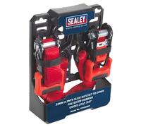 Sealey Deslizar Trinquete Correa 32mm X 3M Poliéster Tejido Con GANCHOS EN S