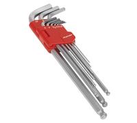 Sealey Extremo Bola Hex Llave Juego 9pc Extra Largo Métrico AK7140