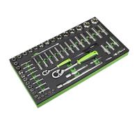 Sealey Herramienta Bandeja Con Enchufe Juego 62pc 0.6cm & 1.3cmD Métrico