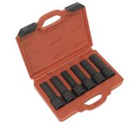 Sealey Hgv Impacto 12 Punto Torx Femenino Socket Profundo Juego 6pc 1.9cmSq