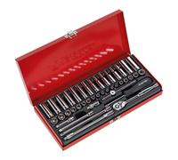 Sealey Métrica Imperial Enchufe Set 41pc 0.6cmSq Drive 6pt Profundo Y Estándar