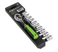 Sealey Métrico Enchufe Juego 12pc 0.6cmD Cromo Sola Hex en Una Almacenaje Rack