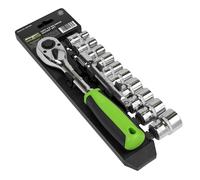 Sealey Métrico Enchufe Juego 12pc 1.3cmD Cromo Sola Hex en Una Almacenaje Rack