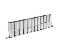 Sealey Métrico Enchufe Juego 12pc 1.3cmSq Drive 12pt Profundo Walldrive AK2685