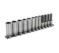Sealey Métrico Enchufe Juego 12pc 1cm Drive Profundo Candado 6pt Negro Serie