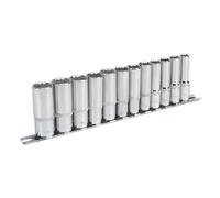 Sealey Métrico Enchufe Juego 12pc 1cmSq Drive 12pt Profundo Walldrive AK2683