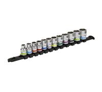 Sealey Métrico Enchufe Juego 12pc 1cmSq Drive 6pt Walldrive Estándar Longitud