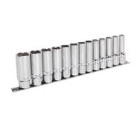 Sealey Métrico Enchufe Juego 13pc 1.3cmSq Drive Profundo Candado 6pt AK2745