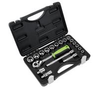 Sealey Métrico Enchufe Juego 19pc 1cmD Cromo Hexagonal Simple en Caja S01235