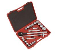Sealey Métrico Enchufe Juego 22pc 1.9cmD 12-point Walldrive Estándar Longitud