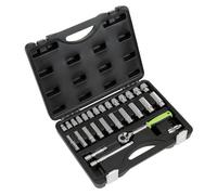 Sealey Métrico Enchufe Juego 28pc 1cmSq Drive 6pt Profundo Y Estándar Longitud