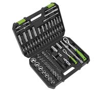 Sealey Métrico Enchufe Juego 94pc 0.6cm & 1.3cmD Profundo Estándar Y Brocas