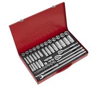 Sealey Métrico Enchufe Set 50pc 1cm & 1.3cmD 6pt Profundo Y Estándar AK6942