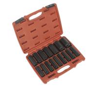 Sealey Métrico Juego de Llaves Vaso 16pc 1.3cmSq Muesca Profunda en Caja AK5816M