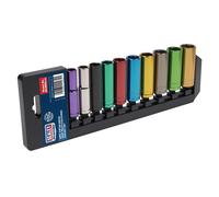 Sealey Métrico Multicolor Enchufe Juego 10pc 1cmSq Drive 6pt Profundo AK285D