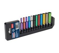 Sealey Métrico Multicolor Enchufe Juego 12pc 0.6cmSq Drive 6pt Profundo AK282D