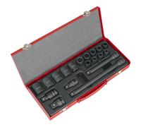 Sealey Métrico Toma de Impacto Juego 19pc 1.3cmSq Drive Hexagonal Simple en Caja