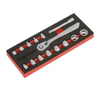 Sealey Perfil Bajo Métrico Enchufe Juego 15pc 0.6cmD Platino Serie AK5783