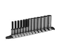 Sealey Premier AK7991 - Juego de llaves de vaso profundo de 13 piezas de 1/4 pulgadas cuadradas, color negro