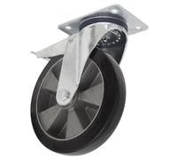 Sealey Resistente Goma Castor Rueda Giratoria Con Total Cerradura 200mm -