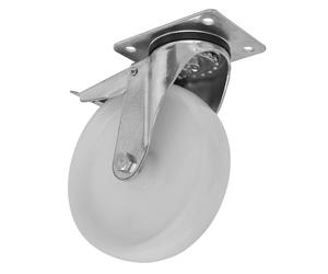 Sealey Resistente Nylon Castor Rueda Giratoria Con Total Traba 125mm - Trade