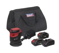 Sealey sin Cables Orbital Lijadora Mano Kit 125mm 20V SV20 Serie - 2 Pilas CP2