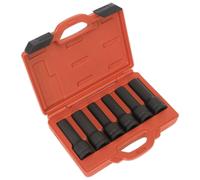 Sealey SX099 Impacto 12-Point & Trx-Estrella Femenino Vaso Largo Set 6pc 1.9cmSq